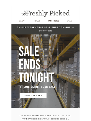 Freshly Picked - Don't Miss Out: Warehouse Sale Ending! 🚀