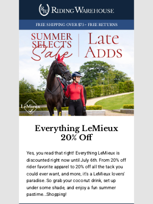 Riding Warehouse - Attention! LeMieux is 20% OFF
