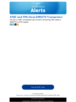AT&T - AT&T and TPG Close DIRECTV Transaction