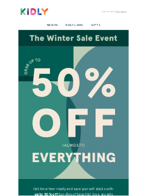 kidly (United Kingdom) - Winter Sale Event: Up to 50% off almost everything 💥