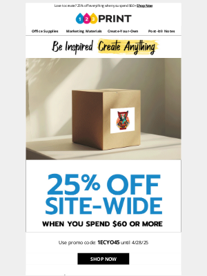 123Print - Final Chance: SAVE 25% When You Craft Your Own Design!