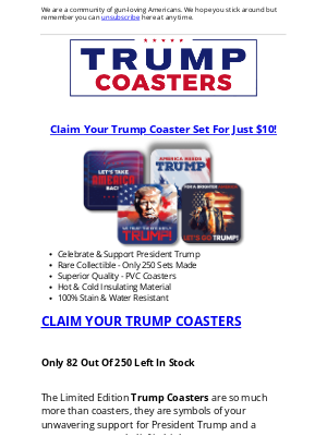 Safe Life Defense - Limited Edition Trump Coasters - Just $10! (Only 250 Made!)