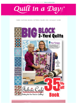 Quilt In A Day - Up to 50% off - Big Block 3-Yard Quilts, Poppy Seeds & Oiler