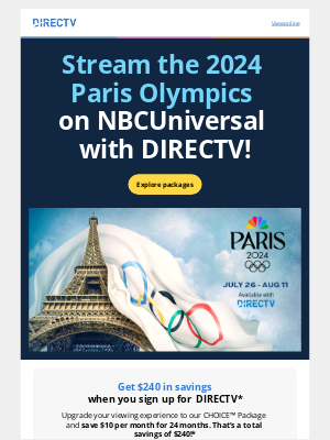 DIRECTV - Don't miss a minute of the 2024 Paris Olympics on NBCUniversal with DIRECTV