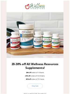 Wellness Resources - Super Sale: 20-30% off All Supplements