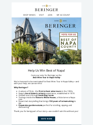 Beringer - Love Touring Beringer? Let’s Make It Official