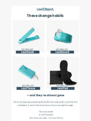 LastObject - Half the 80% OFF codes are already gone!
