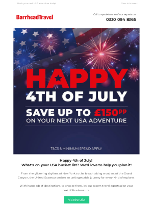 Barrhead Travel (United Kingdom) - Experience the Ultimate 4th of July Celebration: Iconic Cities and Unforgettable Fireworks!