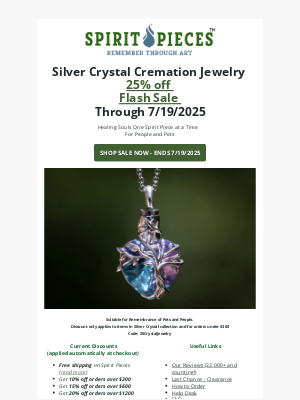 Beyond the Urn - Limited Time: Silver Crystal Jewelry Sale through Saturday!❤️
