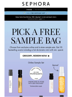 Sephora (Canada) - ➡ Your FREE 9-piece fragrance sample set is waiting (with min. spend) ➡