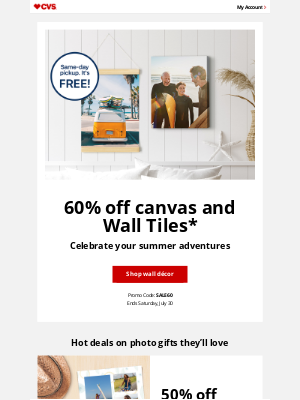 CVS Pharmacy - 60% off Canvas and Wall Tiles. Celebrate Summer ☀️