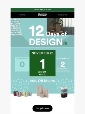 Design Public - 12 Days of Design | Holiday Savings Are Here!