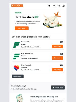 KAYAK - ✈ Just in: $70 flights from SEA to one of these top destinations