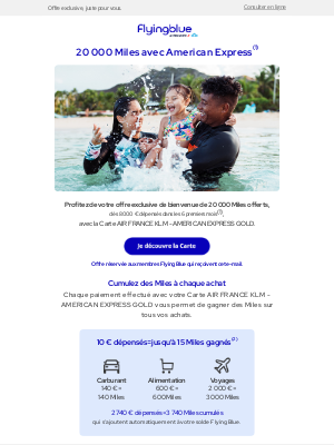 Air France - ✈ Un bonus de 20 000 Miles dans cet email