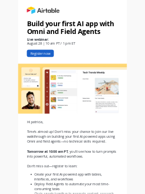 Airtable - Last chance: Build your AI app now with Omni & Agents