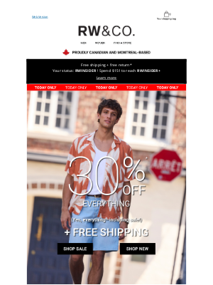 RW&CO.(Canada) - Here's free shipping + 30% off 🍁 Happy Canada Day