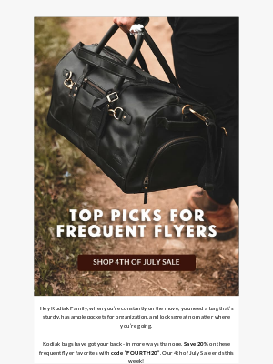 Kodiak Leather Co. - Bags frequent flyers LOVE, Kodiak Family! 😍