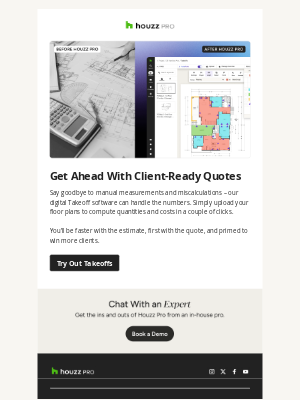 Houzz - Convert measurements to estimates in minutes