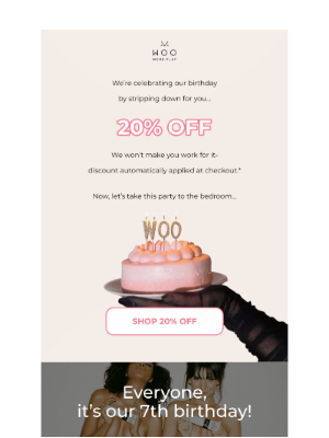 Woo For Play - WOO it's our birthday 🎂 20% OFF
