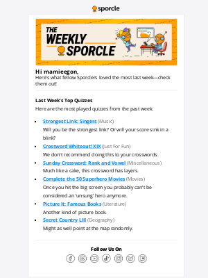 Sporcle, Inc. - The Weekly Sporcle for April 27, 2025