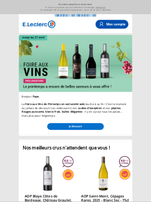 E.Leclerc Drive Draguignan (France) - Foire aux Vins : Derniers Jours pour en profiter ! 🍇