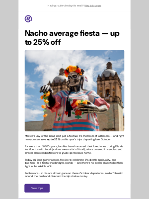 G Adventures - Last call! Up to 25% off Day of the Dead trips