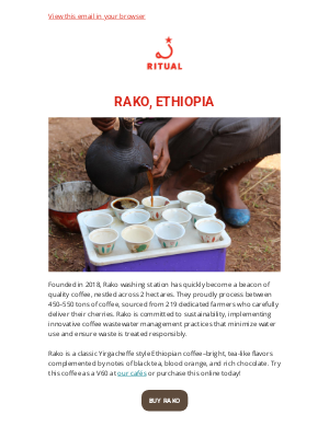 Ritual Coffee Roasters - Rako, Ethiopia Now on the V60 Menu!