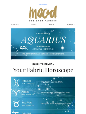 Mood Fabrics - February Fabric Vibes: Your Cosmic Style Forecast ✨