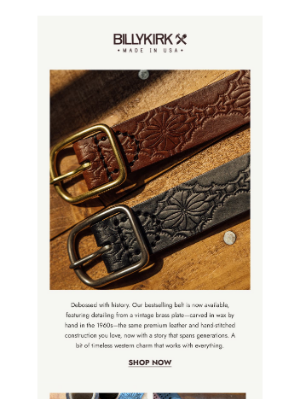 Billykirk, Inc. - New Western Debossed Belts