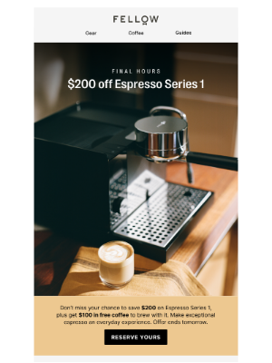 Fellow - Your espresso offer ends tomorrow