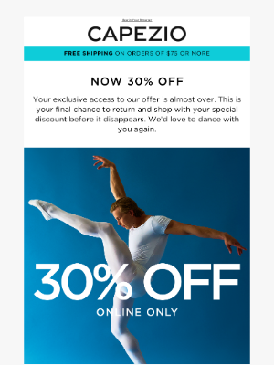 Capezio - 30% Off to Say We’ve Missed You ❤️