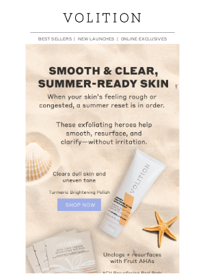 Volition Beauty - Summer skin texture? Smooth it out. ☀️