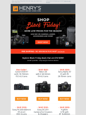 Henry’s - Early Black Friday Deals are Here!