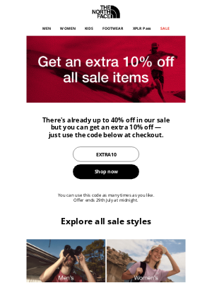 The North Face - Extra 10% off all sale items + new styles added!