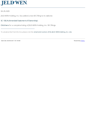 Jeld-Wen - JELD-WEN - SC 13G/A (Amended Statement of Ownership) SEC Filing