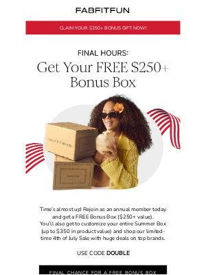 FabFitFun - Final Day to Claim Your Free Bonus Box ($250+ value)