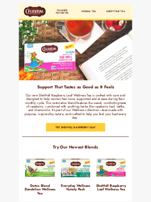 Celestial Seasonings - New SheWell Tea: comfort, care, and delicious raspberry flavor