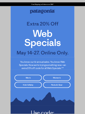 Patagonia - Extra 20% off web specials