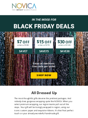 NOVICA - Black Friday deals are here! Up to $30 OFF