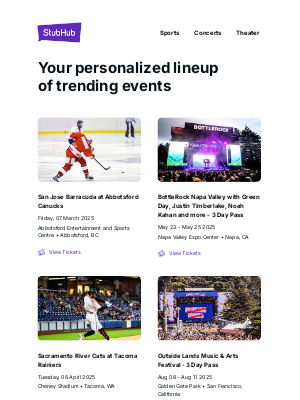 StubHub - Your event lineup