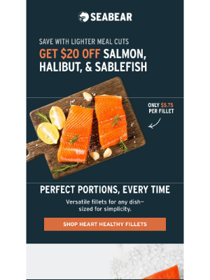 SeaBear Wild Salmon - Save $20 on lighter meal cuts—perfect portions, every time