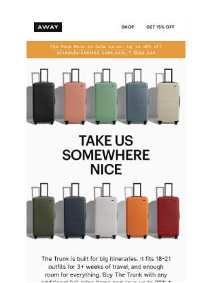 Away - Up to 20% off our biggest suitcase