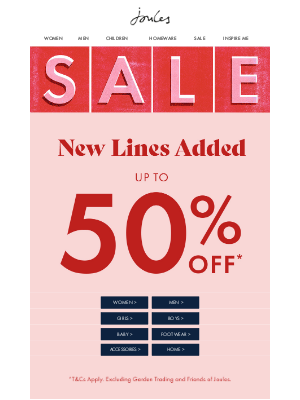 Joules (UK) - Exciting news! New lines just added to our sale