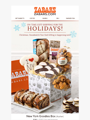 Zabar's - Give On Time for the Holidays! FREE Shipping on Gift Crates, Baskets & Boxes!