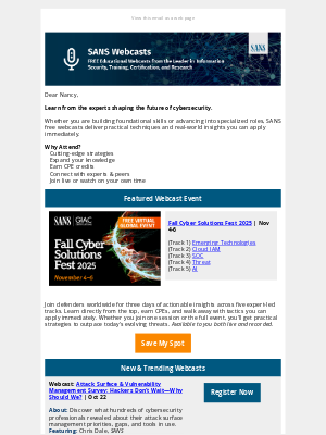 SANS Institute - 🎉  NEW Webcasts Added! Register Today.