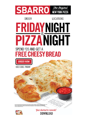 Sbarro - Don’t Forget the Free Garlic Cheesy Bread – Today Only!
