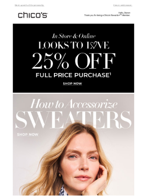 Chico's - 25% off LOOKS TO LOVE: Jazzed-up sweaters