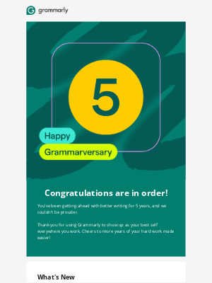 Grammarly - Cheers to  5 Years  with Grammarly
