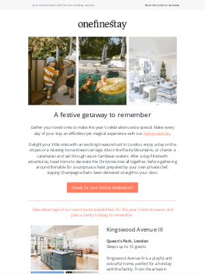 onefinestay - Last chance to bring festive dreams to life