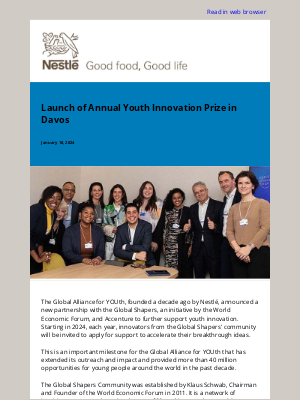 Nestle - Launch of Annual Youth Innovation Prize in Davos